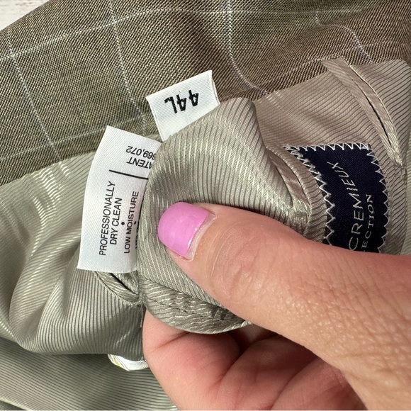 STOP 🛑 NOT AVAILABLE cremieux Men's tan khaki Plaid sport coat  sz 44L classic - Picture 8 of 13